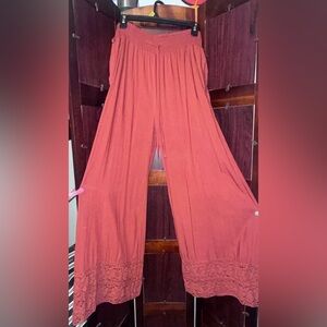 Elegant Rust Wide Leg Pants